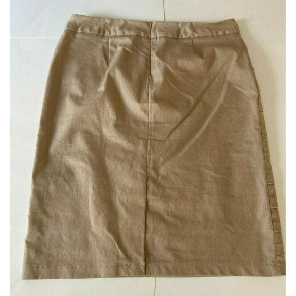 Larry Levine Stretch Skirt Khaki Straight Knee Length Size 12 Back Zipper Work - Picture 3 of 8